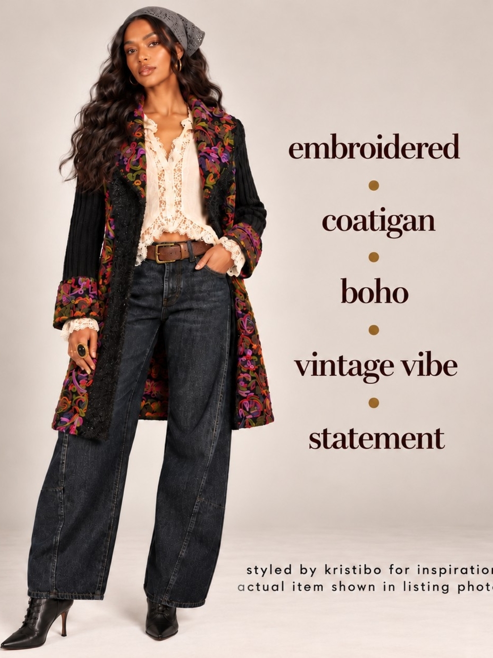 Kamana Embroidered Artsy Coatigan